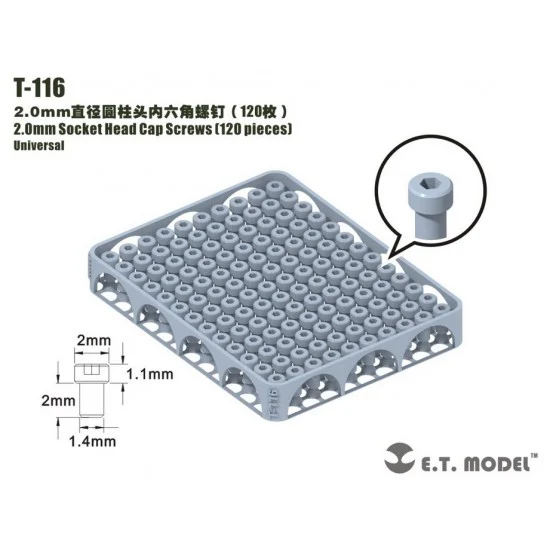 ET Model T-116 2.0mm Socket Head Cap Screws (120pcs)