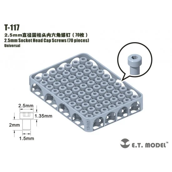 ET Model T-117 2.5mm Socket Head Cap Screws (70pcs)
