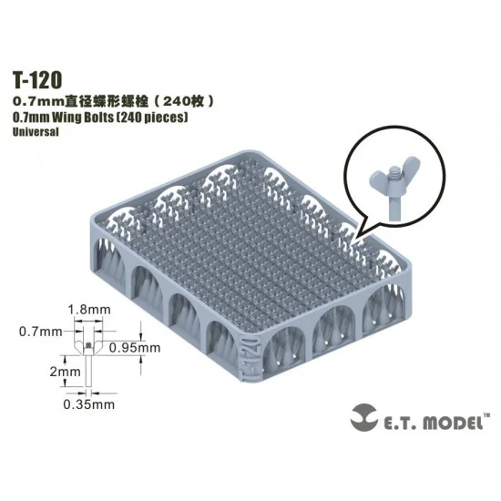 ET Model T-120 0.7mm Wing Bolts (240pcs)