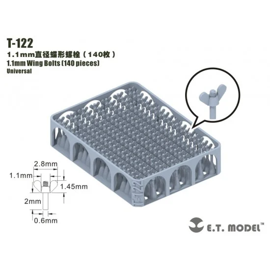 ET Model T-122 1.1mm Wing Bolts (140pcs)