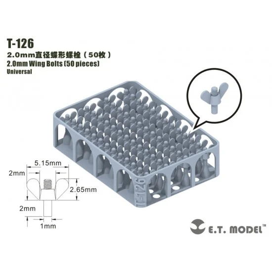 ET Model T-126 2.0mm Wing Bolts (50pcs)