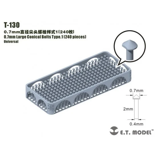 ET Model T-130 0.7mm Large Conical Bolts Type.1 (240pcs)