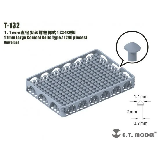 ET Model T-132 1.1mm Large Conical Bolts Type.1 (240pcs)