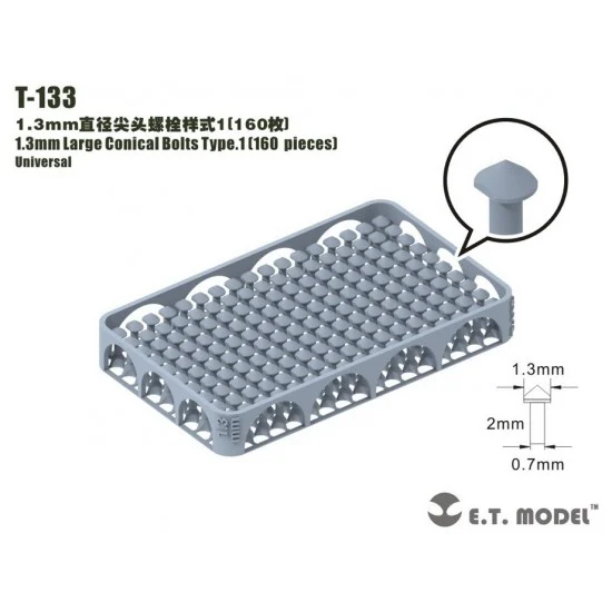 ET Model T-133 1.3mm Large Conical Bolts Type.1 (160pcs)