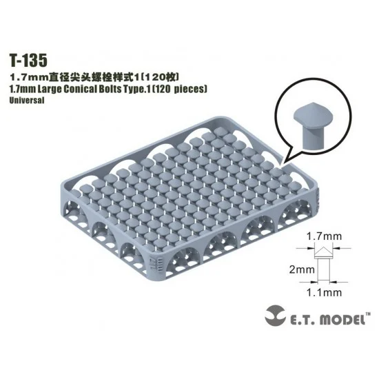 ET Model T-135 1.7mm Large Conical Bolts Type.1 (120pcs)