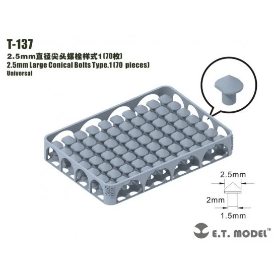ET Model T-137 2.5mm Large Conical Bolts Type.1 (70pcs)