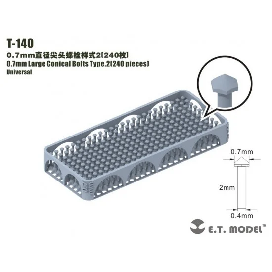 ET Model T-140 0.7mm Large Conical Bolts Type.2 (240pcs)