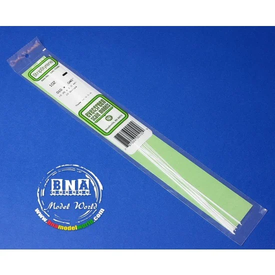 Evergreen 102 White Styrene Strip 0.25mm x 1.0mm (.01"x.04") 10pcs Length: 35cm (14") - Hobby Tools & Supplies