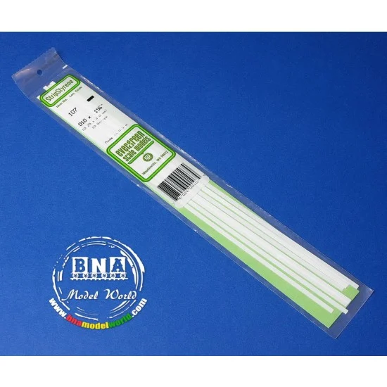 Evergreen 107 White Styrene Strip 0.25mm x 4.0mm (.01"x.156") 10pcs Length: 35cm (14") - Hobby Tools & Supplies