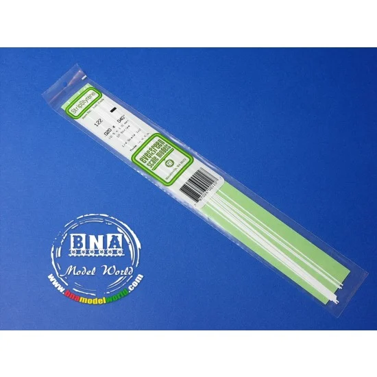Evergreen 122 White Styrene Strip 0.5mm x 1.0mm (.02"x.04") 10pcs Length: 35cm (14") - Hobby Tools & Supplies