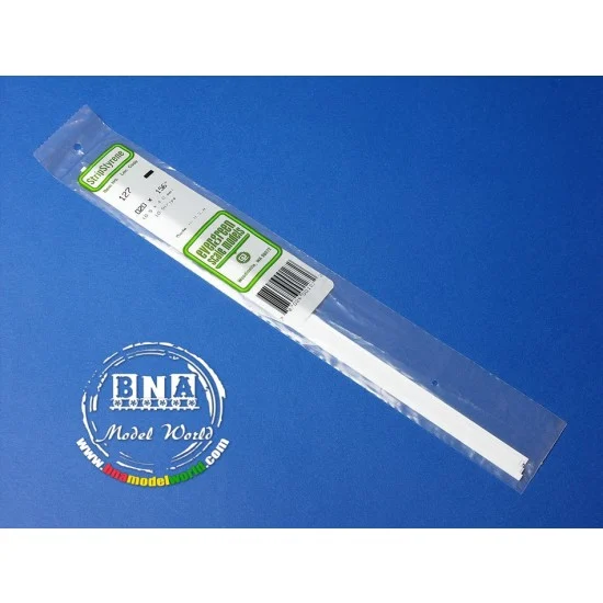 Evergreen 127 White Styrene Strip 0.5mm x 4.0mm (.02"x.156") 10pcs Length: 35cm (14") - Hobby Tools & Supplies