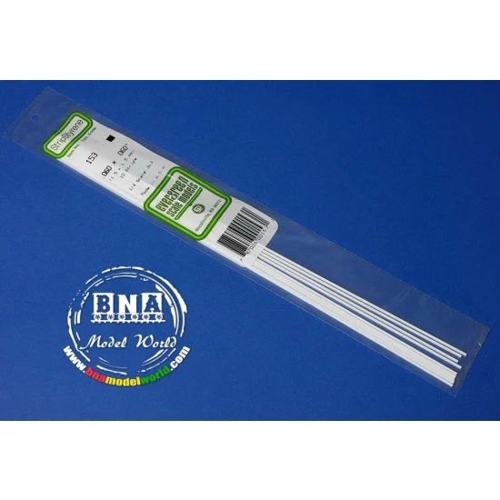 Evergreen 153 White Styrene Strip 1.5mm x 1.5mm (.06"x.06") 10pcs Length: 35cm (14") - Hobby Tools & Supplies