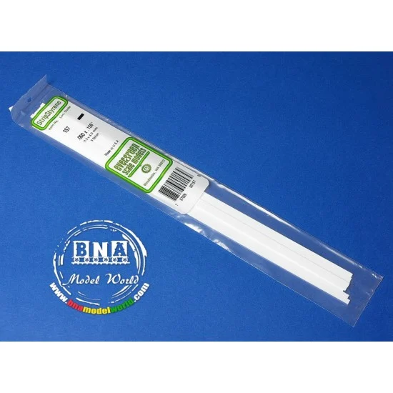 Evergreen 157 White Styrene Strip 1.5mm x 4mm (.06"x.156") 9pcs Length: 35cm (14") - Hobby Tools & Supplies
