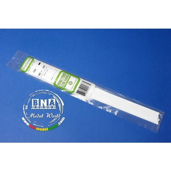 Evergreen 168 White Styrene Strip 2.0mm x 4.8mm (.08"x.188") 8pcs Length: 35cm (14") - Hobby Tools & Supplies