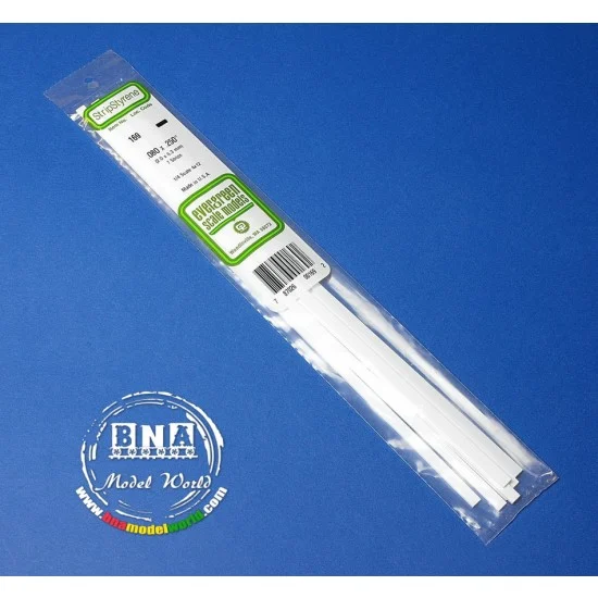 Evergreen 169 White Styrene Strip 2.0mm x 6.3mm (.08"x.25") 7pcs Length: 35cm (14") - Hobby Tools & Supplies
