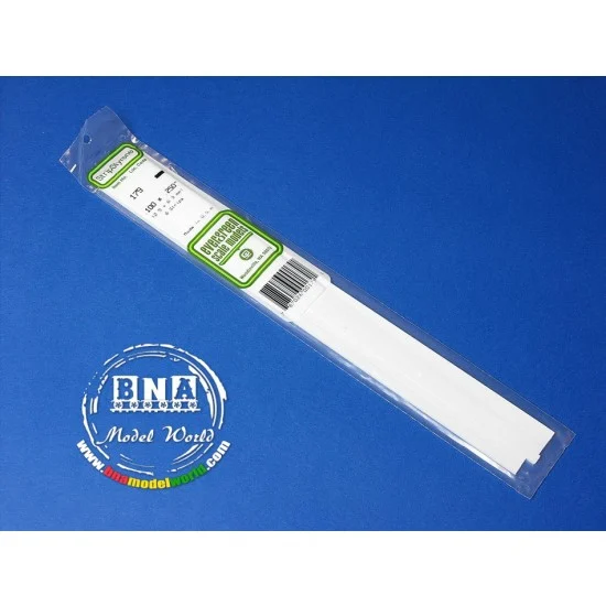 Evergreen 179 White Styrene Strip 2.5mm x 6.3mm (.10"x.125") 6pcs Length: 35cm (14") - Hobby Tools & Supplies