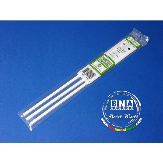 Evergreen 199 White Styrene Strip 6.3mm x 6.3mm (.25"x.25") 3pcs Length: 35cm (14") - Hobby Tools & Supplies