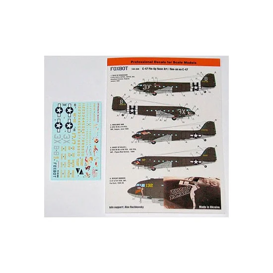 FOXBOT 144-004 1/144 Douglas C-47 Skytrain/Dakota 'Pin-Up Nose Art and Stencils' Decals