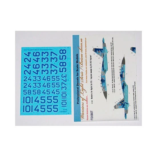 FOXBOT 32-004 1/32 Sukhoi Su-27S, Ukranian AF, Digital Camo Numbers Decals for Trumpeter