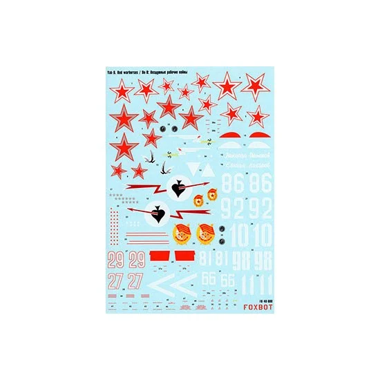 FOXBOT 48-008 1/48 Soviet Interceptor and Fighter Aircraft Yak-9 'Red warhorses' Decals for Modelsvit
