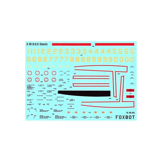 FOXBOT 48-010 1/48 Douglas A-20B/C/G Boston Stencils Decals for AMT/ERTL/Italeri/Revell kits