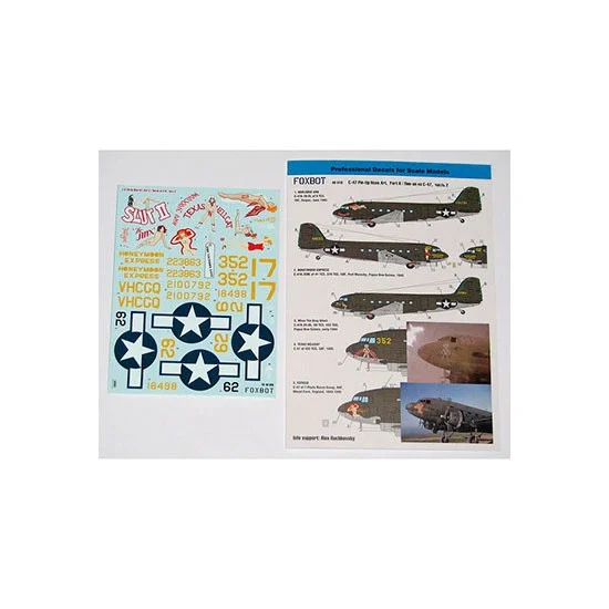 FOXBOT 48-018A 1/48 Douglas C-47 Skytrain/Dakota 'Pin-Up Nose Art' Part # 2 Decals