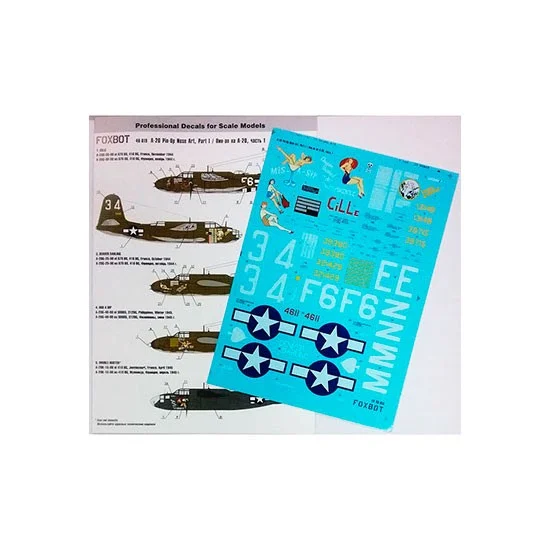 FOXBOT 48-019A 1/48 Douglas A-20 Boston 'Pin-Up Nose Art' Part # 1 Decals for AMT/ERTL/Italeri/Revell