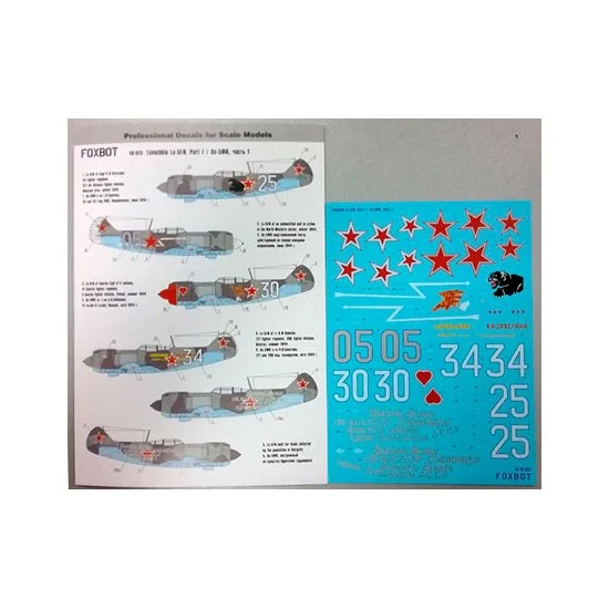 FOXBOT 48-023 1/48 Soviet Fighter Lavochkin La-5FN Part 1 Decals for Bilek/Eduard/Vector kits