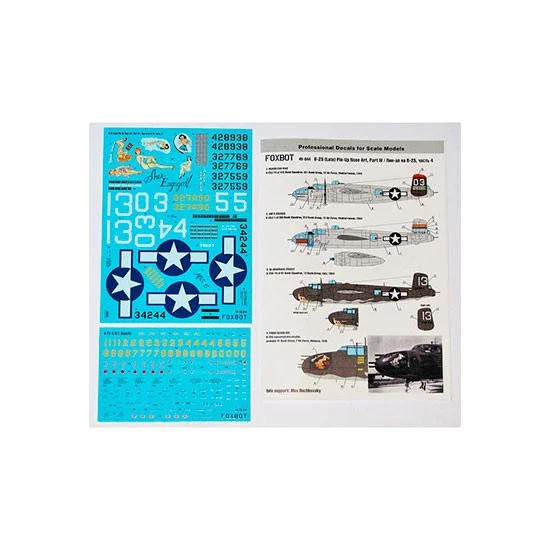 FOXBOT 48-044 1/48 B-25G/H/J Mitchell (Late) 'Pin-Up Nose Art and Stencils' Part # 4 Decals