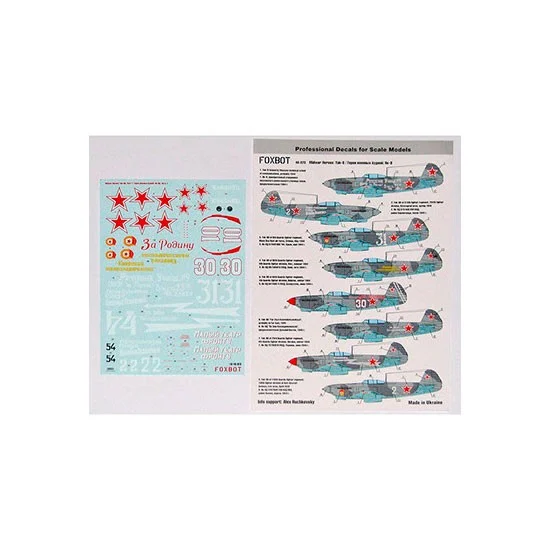FOXBOT 48-073 1/48 Soviet Interceptor and Fighter Aircraft Yak-9 Midwar Heroes Decals