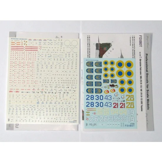 FOXBOT 48-076T 1/48 Ukrainian Fulcrums: MiG-29 (9-13) and Stencils 48-077 Decals for Academy/Eduard