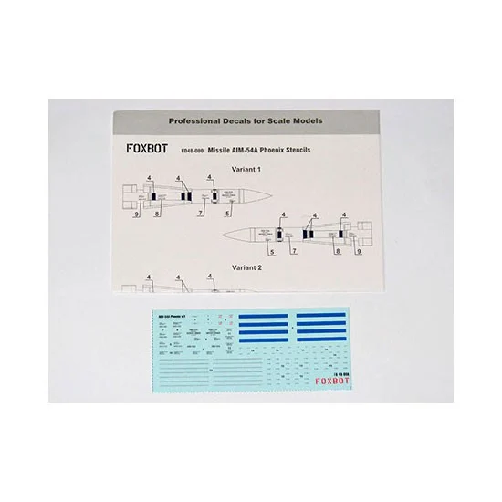 FOXBOT 48-080 1/48 Missile AIM-54A Phoenix Stencils Decals for F-14 kits