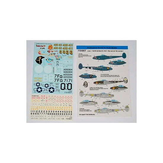 FOXBOT 48-081 1/48 Lockheed P-38 Lightning Pin-Up Nose Art, Part I Decals for Academy/Eduard/Hasegawa