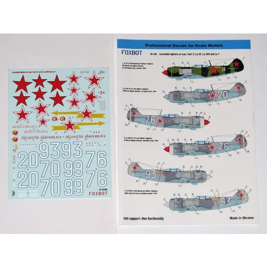 FOXBOT 48-084 1/48 Lavochkin Fighters at War Decals Part 2: La-5F, La-5FN and La-7