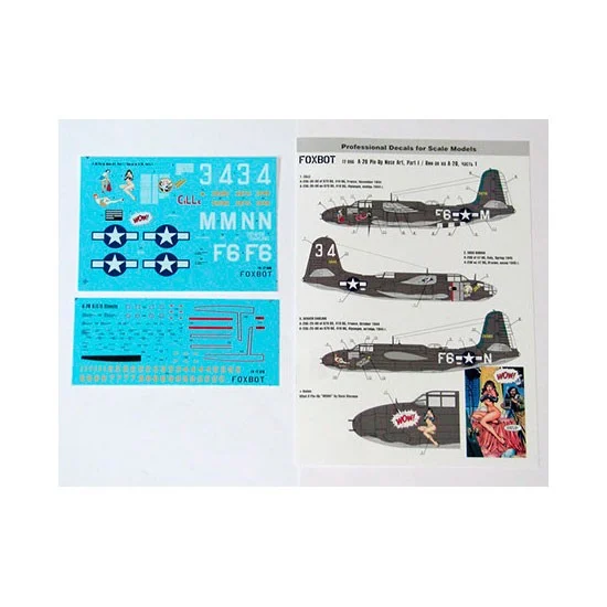 FOXBOT 72-006 1/72 Douglas A-20 Boston 'Pin-Up Nose Art and Stencils' Part # 1 Decals