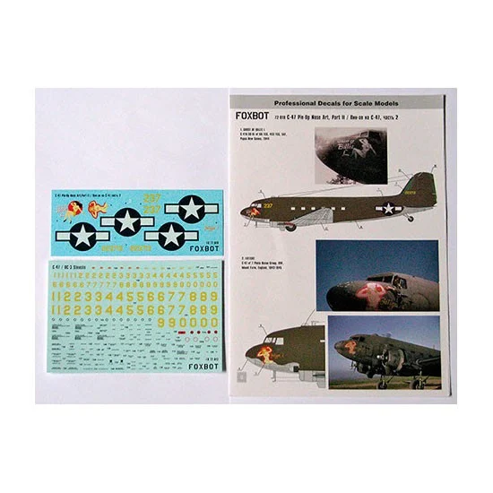 FOXBOT 72-018 1/72 Douglas C-47 Skytrain/Dakota 'Pin-Up Nose Art and Stencils' Part # 2 Decals