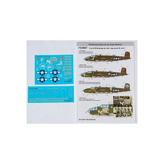 FOXBOT 72-023 1/72 B-25C/D Mitchell 'Pin-Up Nose Art and Stencils' Part # 1 Decals