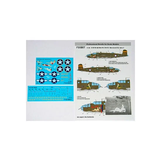 FOXBOT 72-026 1/72 B-25C/D Mitchell 'Pin-Up Nose Art and Stencils' Part # 4 Decals