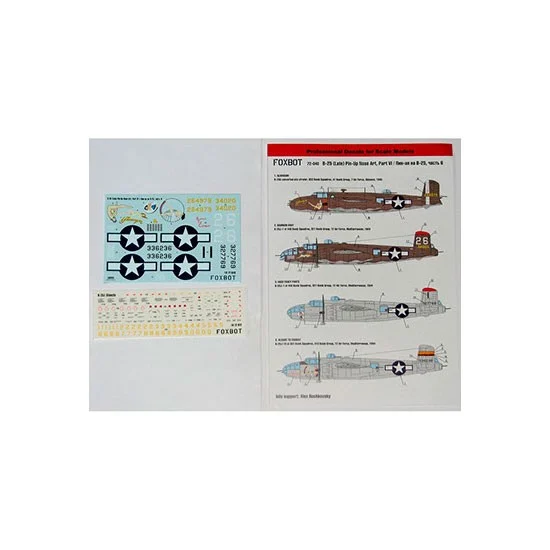 FOXBOT 72-040 1/72 B-25G/J Mitchell (Late) 'Pin-Up Nose Art and Stencils' Part # 6 Decals