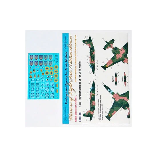 FOXBOT 72-055 1/72 Ukrainian Rooks: Sukhoi Su-25 Decals for ClearProp/MasterCraft/Revell