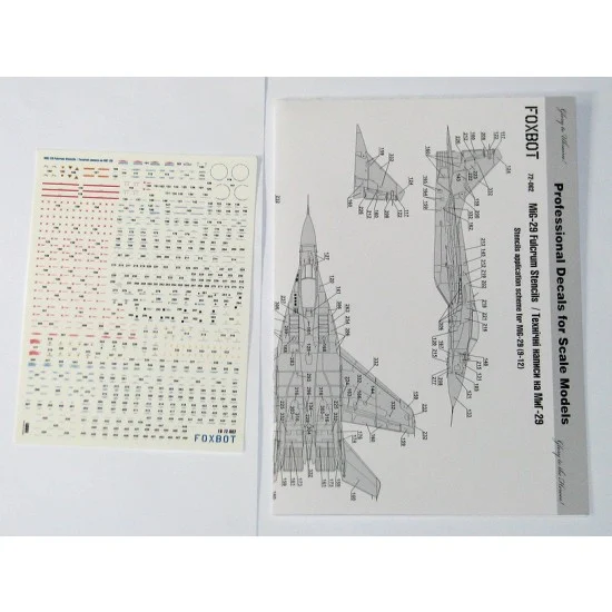 FOXBOT 72-062 1/72 Mikoyan MiG-29 (9-12, 9-13, 9-51) Stencils Decal