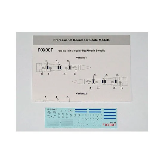 FOXBOT 72-065 1/72 Missile AIM-54A Phoenix Stencils Decals for F-14 kits