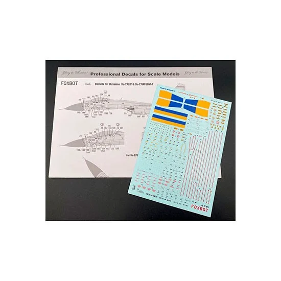 FOXBOT 72-075 1/72 Su-27S/P & Su-27UB/UBM-1 Ukrainian AF Stencils Decals for Airfix/Hasegawa