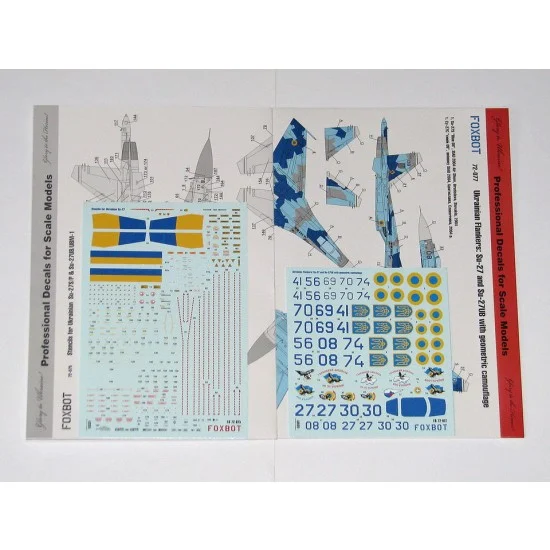 FOXBOT 72-077T 1/72 Ukrainian Su-27 and Su-27UB with Geometric Camouflage and Stencils 72-075 Decals