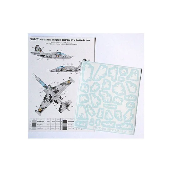 FOXBOT FM 72-010 1/72 Digital Su-25UB Blue 62, Ukranian AF, Digital Camo Masks for ART-model kit