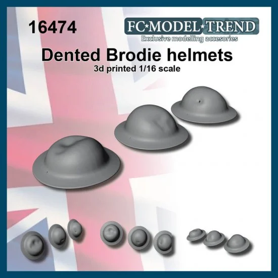 FC Model Trend 16474 1/16 WWII British Dented Broddie Helmets - Model Figures
