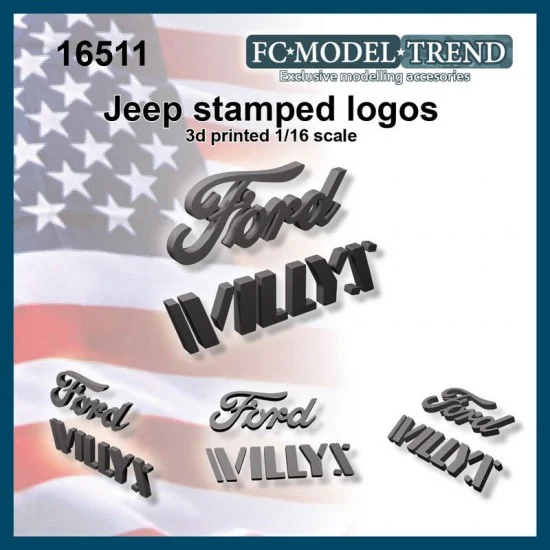 FC Model Trend 16511 1/16 Jeep Willys Stamped Ford Logos - Military Vehicles & Tanks