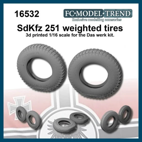 FC Model Trend 16532 1/16 Sdkfz 251 Weighted Tyres for Das Werk kit - Military Vehicles & Tanks