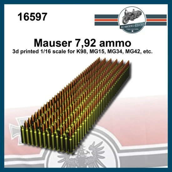 FC Model Trend 16597 1/16 Mauser 7.92mm Ammo for K98, MG15, MG34, MG42, etc - Military Vehicles & Tanks