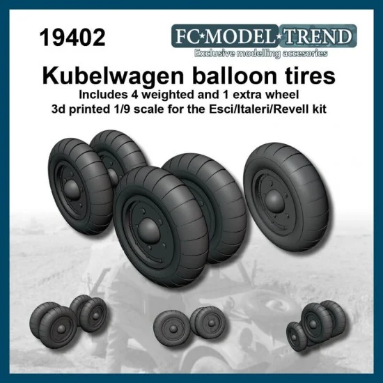 FC Model Trend 19402 1/9 Kubelwagen Balloon Desert Weighted Tyres - Military Vehicles & Tanks